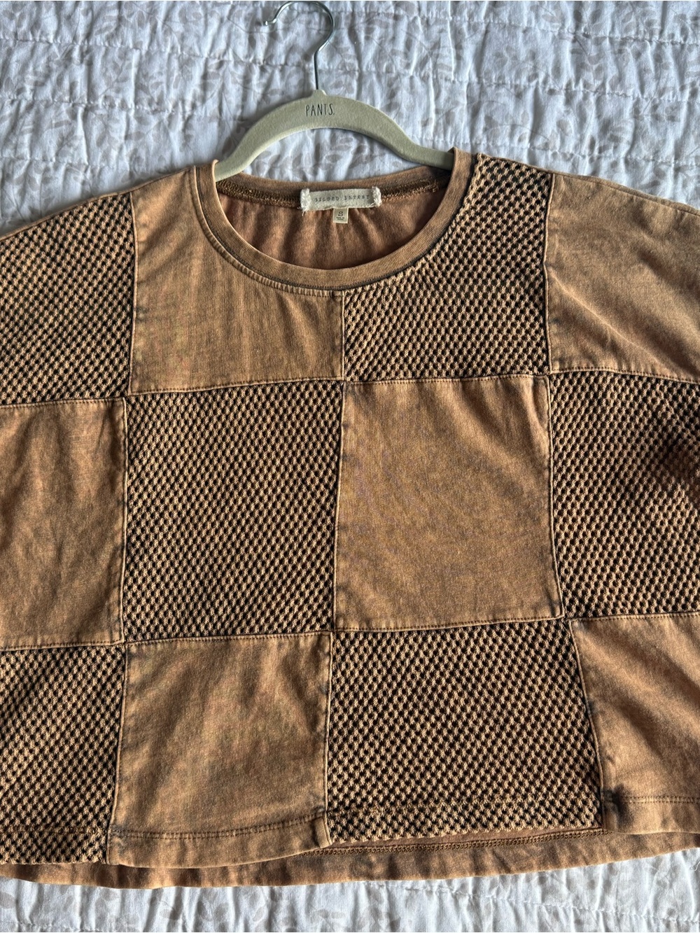 Gilded Intent Checkerboard Short-Sleeve Tee in Brown